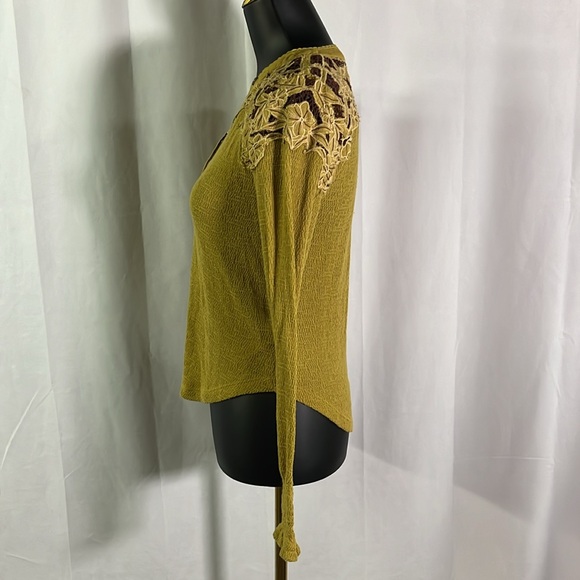 Free People Mustard Blouse with Embroidered Accents - Picture 3 of 16